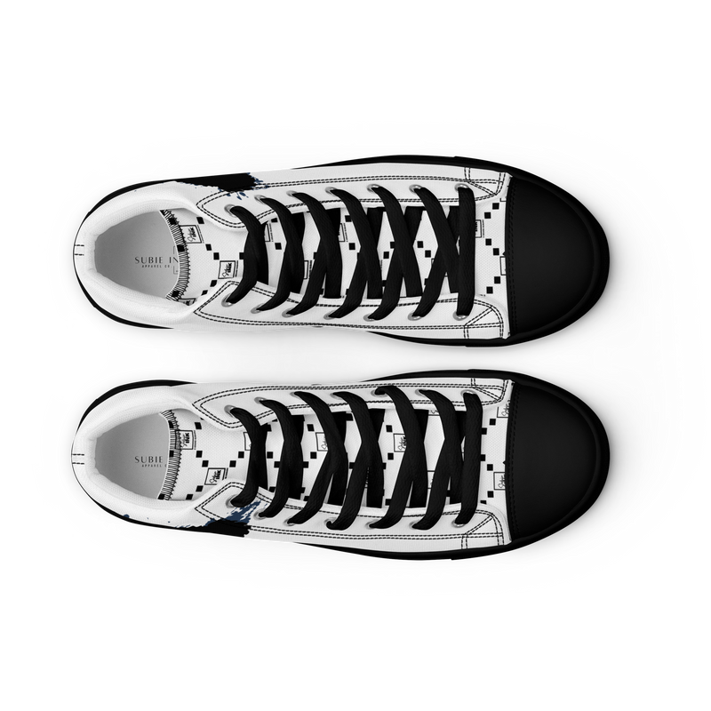 "SUBIE DRIP" Black on White MEN'S HIGH TOP CANVAS SHOES