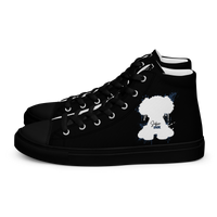 "SUBIE DRIP" White on Black MEN'S HIGH TOP CANVAS SHOES