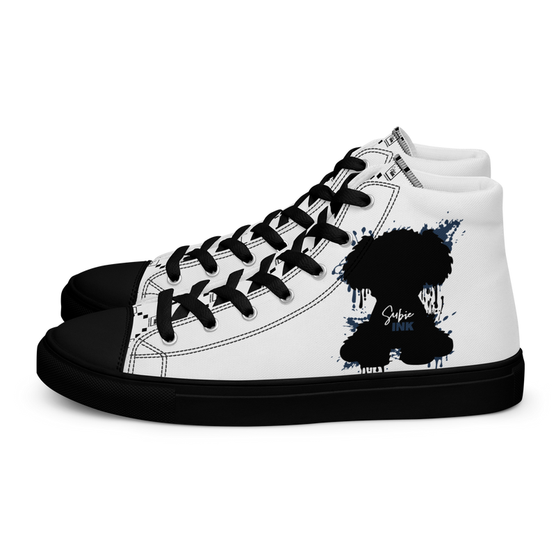 "SUBIE DRIP" Black on White MEN'S HIGH TOP CANVAS SHOES