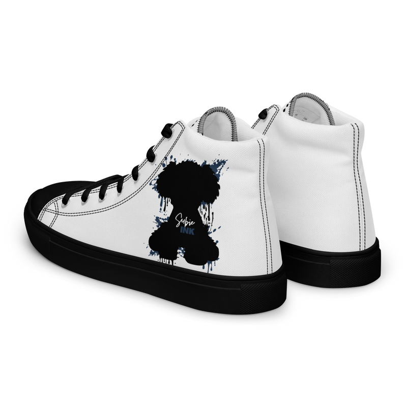 "SUBIE DRIP" Black on White MEN'S HIGH TOP CANVAS SHOES