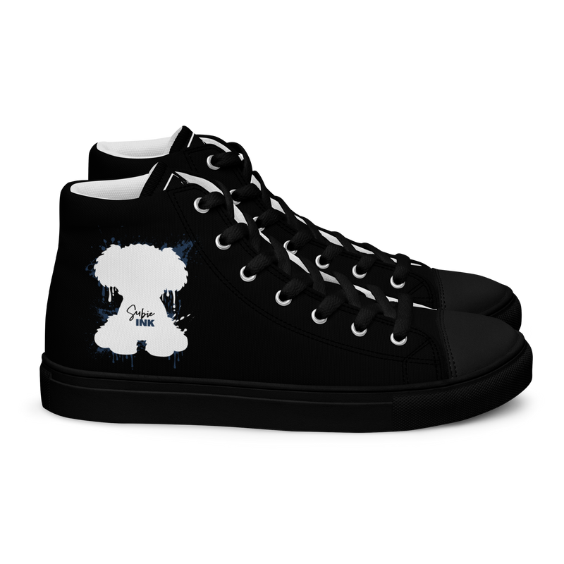 "SUBIE DRIP" White on Black MEN'S HIGH TOP CANVAS SHOES