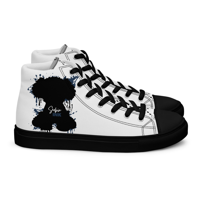 "SUBIE DRIP" Black on White MEN'S HIGH TOP CANVAS SHOES