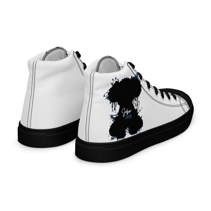 "SUBIE DRIP" Black on White MEN'S HIGH TOP CANVAS SHOES