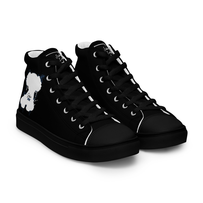 "SUBIE DRIP" White on Black MEN'S HIGH TOP CANVAS SHOES