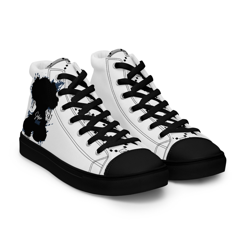 "SUBIE DRIP" Black on White MEN'S HIGH TOP CANVAS SHOES