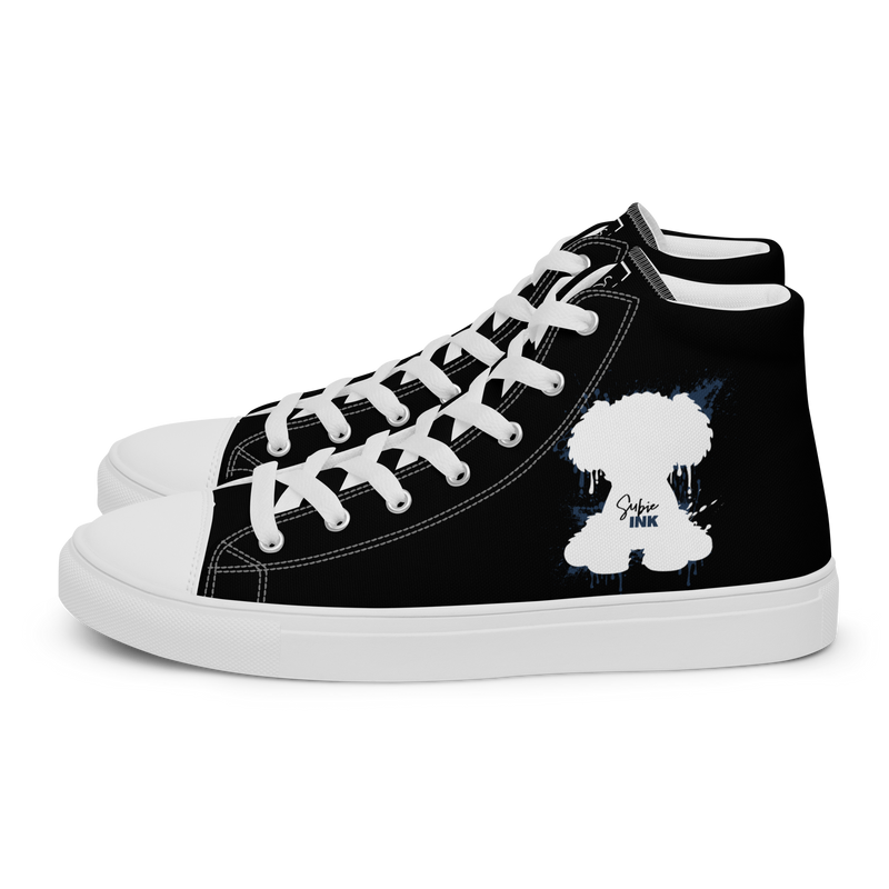 "SUBIE DRIP" White on Black MEN'S HIGH TOP CANVAS SHOES