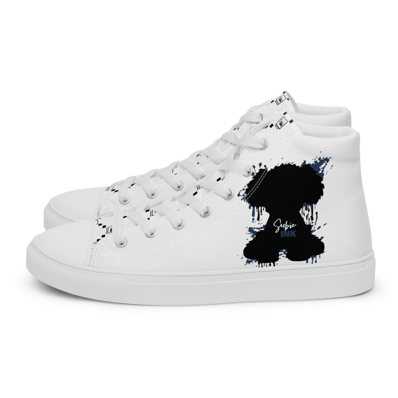 "SUBIE DRIP" Black on White MEN'S HIGH TOP CANVAS SHOES