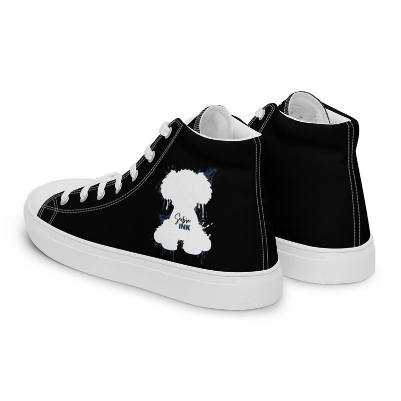 "SUBIE DRIP" White on Black MEN'S HIGH TOP CANVAS SHOES