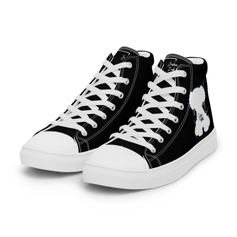 "SUBIE DRIP" White on Black MEN'S HIGH TOP CANVAS SHOES