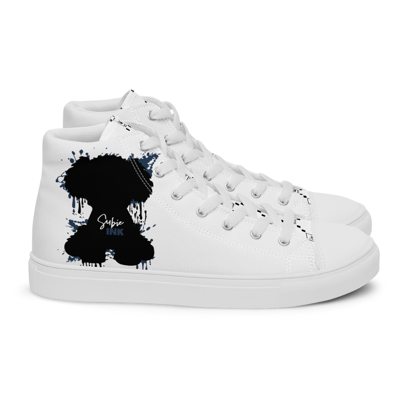 "SUBIE DRIP" Black on White MEN'S HIGH TOP CANVAS SHOES