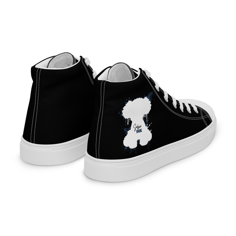 "SUBIE DRIP" White on Black MEN'S HIGH TOP CANVAS SHOES