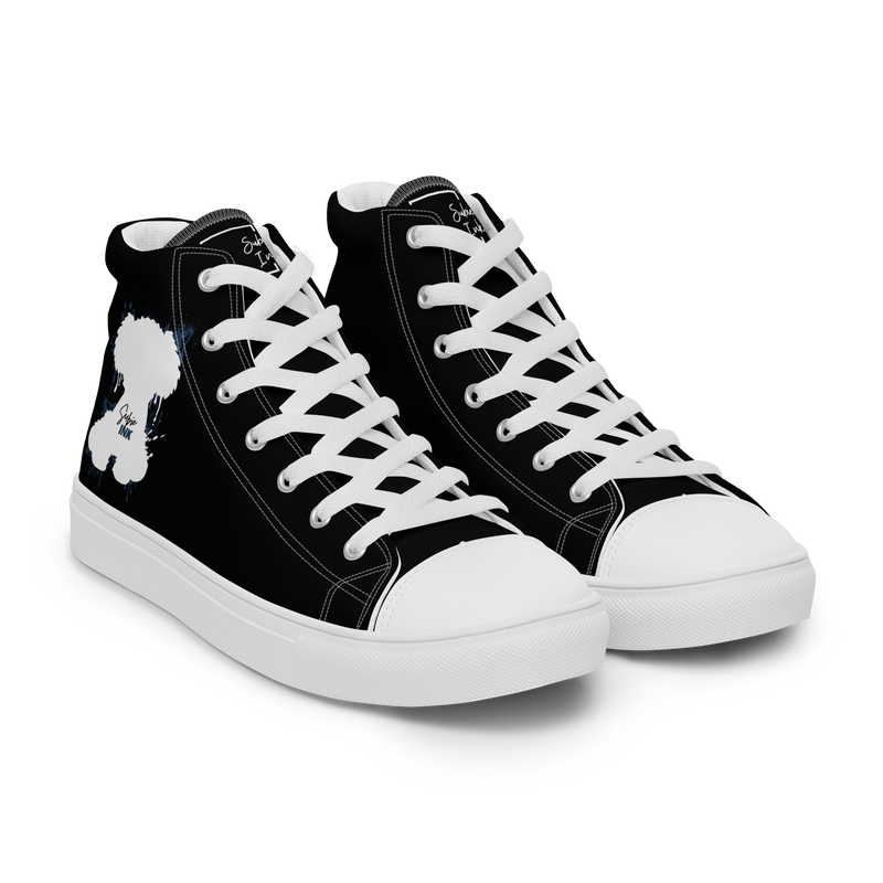 "SUBIE DRIP" White on Black MEN'S HIGH TOP CANVAS SHOES