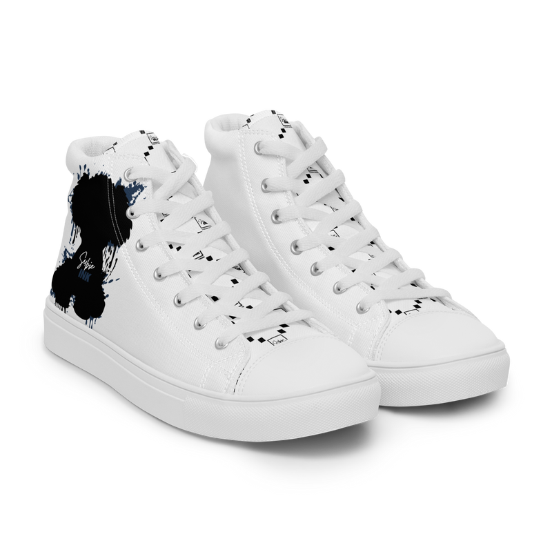 "SUBIE DRIP" Black on White MEN'S HIGH TOP CANVAS SHOES