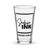 "Subie Ink X Grand Subaru" Black Shaker pint glass