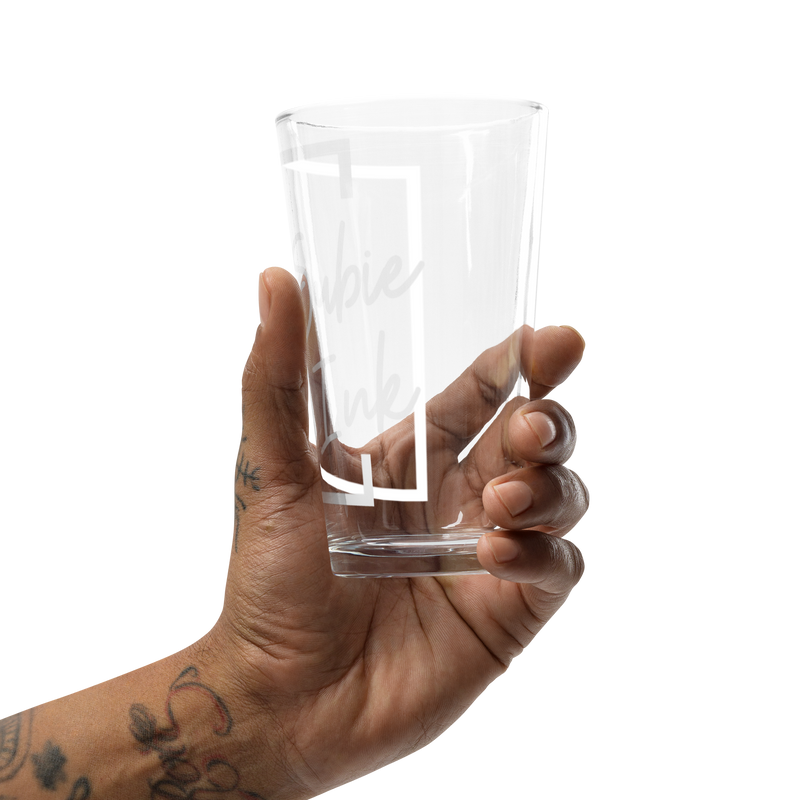 "Subie Ink" White Shaker pint glass