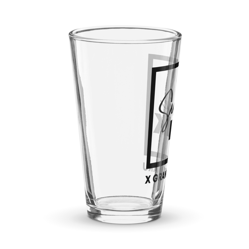 "Subie Ink X Grand Subaru" Black Shaker pint glass