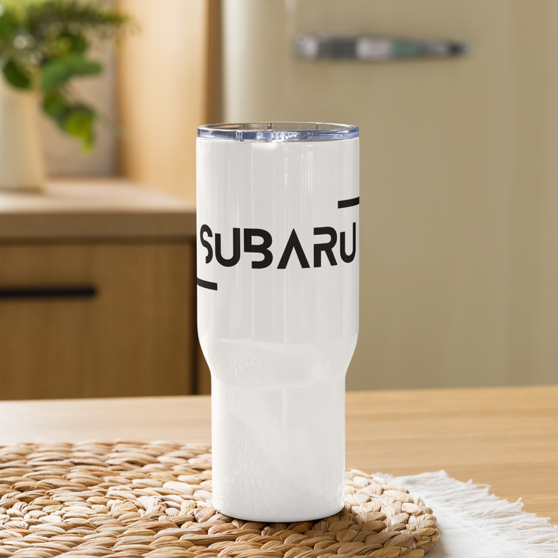 "INCOMPLETE" Subaru 25oz Travel mug with a handle